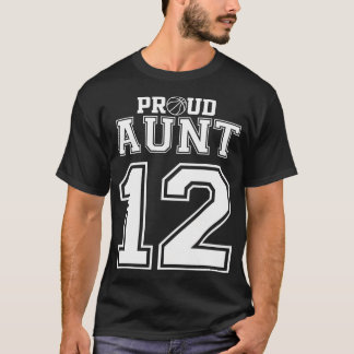 T-shirt Numéro 12 Tante De Basket-Ball Personnalisée Fier 