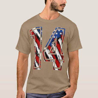 T-shirt Numéro 14 Drapeau rouge blanc et bleu américain 14