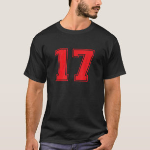 T-shirt Numéro 17 Red Sports Jersey Lucky Number T Shirt