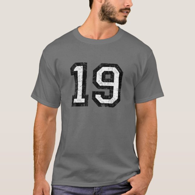 T-shirt Numéro 19 (Noir Vintage) (Devant)