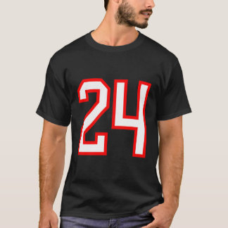 T-shirt Numéro 24 White Red Sports Jersey Lucky Numéro 24