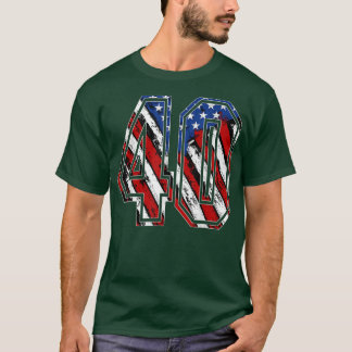 T-shirt Numéro 40 Drapeau rouge blanc et bleu américain 40
