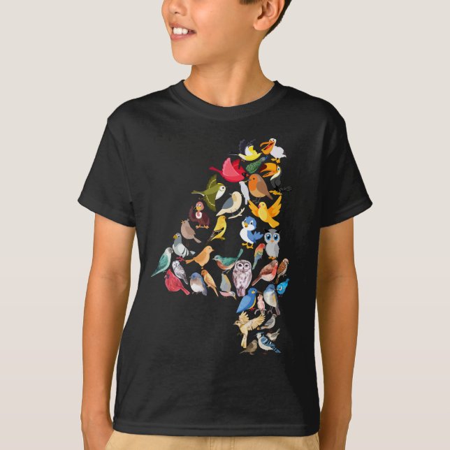 T-shirt Numéro 4 Birds Thème 4 année Garçons Enfants (Devant)
