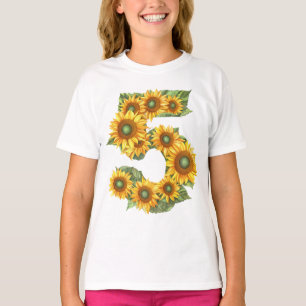 T-shirt Numéro 5 Thème Des Fleurs De Soleil 5 Ans Enfants