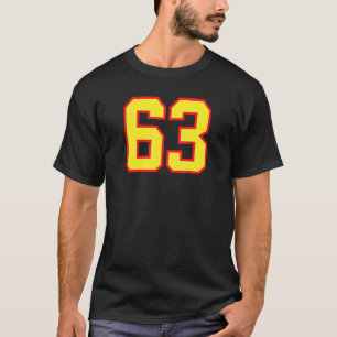 T-shirt Numéro 63 Fan de sport Jersey Athlète Jaune rouge