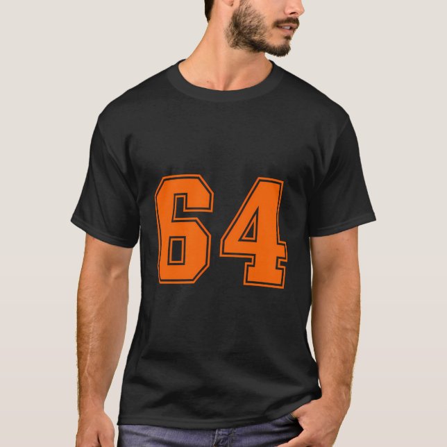 T-shirt Numéro 64 Orange Sports Jersey Lucky Numéro (Devant)