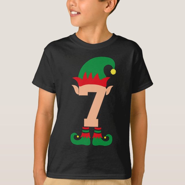 T-shirt Numéro 7 Elf Chrismas Thème 7 Année Garçons enfant (Devant)