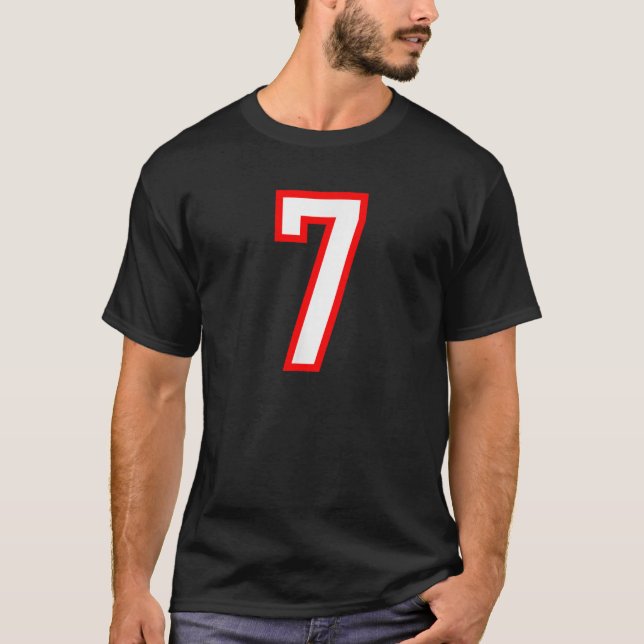 T-shirt Numéro 7 White Red Sports Jersey Anniversaire Luck (Devant)