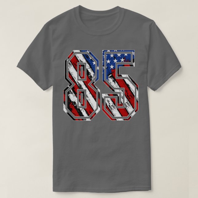 T-shirt Numéro 85 Drapeau rouge blanc et bleu américain 85 (Design devant)