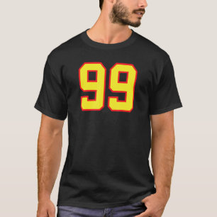 T-shirt Numéro 99 Sports Jersey Fan Athlète Jaune Rouge Va