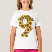 Numéro 9 Thème Fleurs de soleil 9 ans Enfants Fill