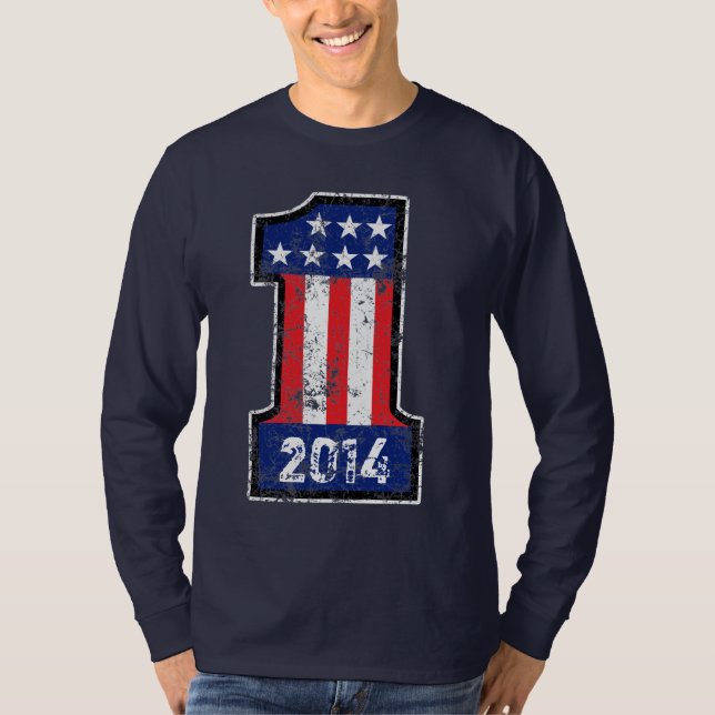 T-shirt Numéro américain personnalisé Un an ou un nom (Devant)