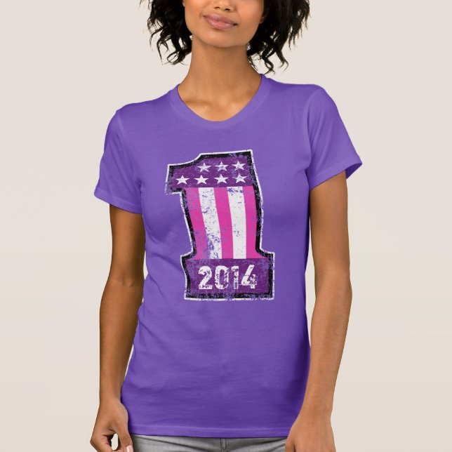T-shirt Numéro américain personnalisé Un an ou un nom (Devant)