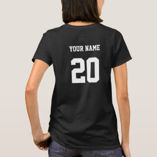 T-shirt Numéro et nom personnalisés noir et blanc