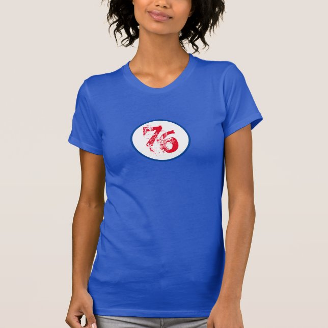 T-shirt Numéro personnalisable - 76 Rouge Blanc & Bleu U.S (Devant)