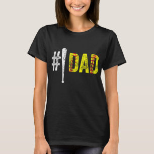 T-shirt Numéro Un Softball Papa Softball Joueur Papa Père