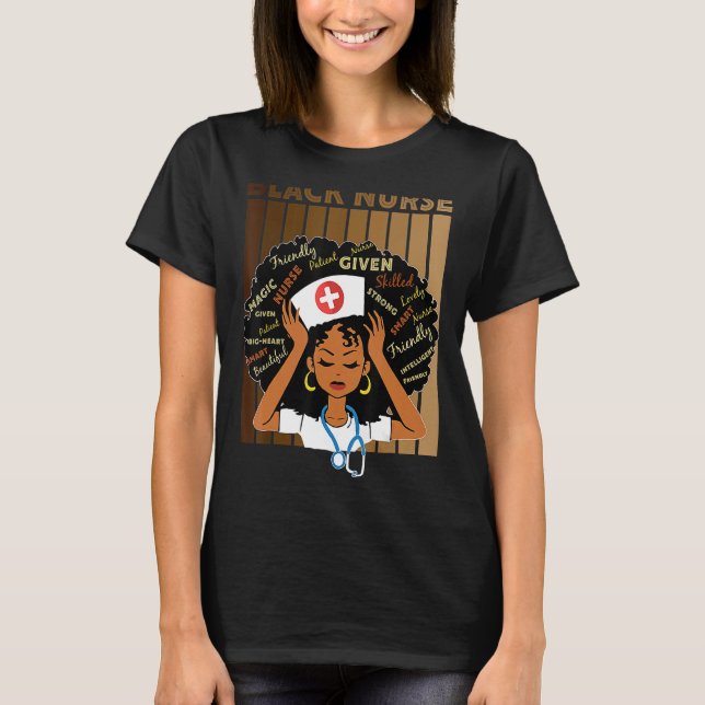 T-shirt Nurse Black Magic Afro Melanin Queen Histoire noir (Devant)