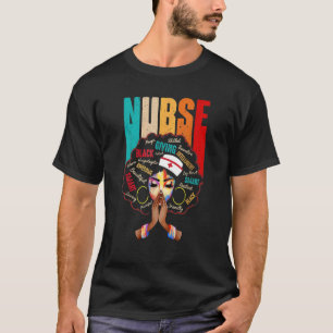 T-shirt Nurse Black Woman Magic Afro Melanin Queen Black H