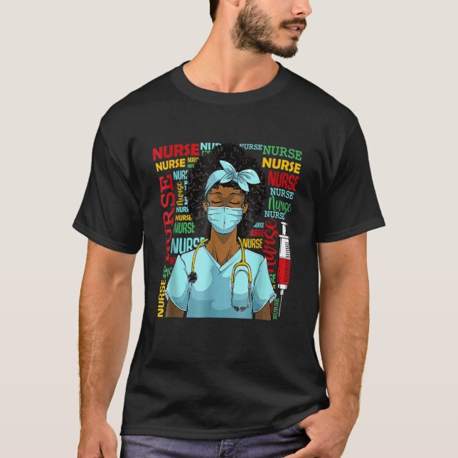 T-shirt Nurse Black Women Black History Afro African Pride (Devant)