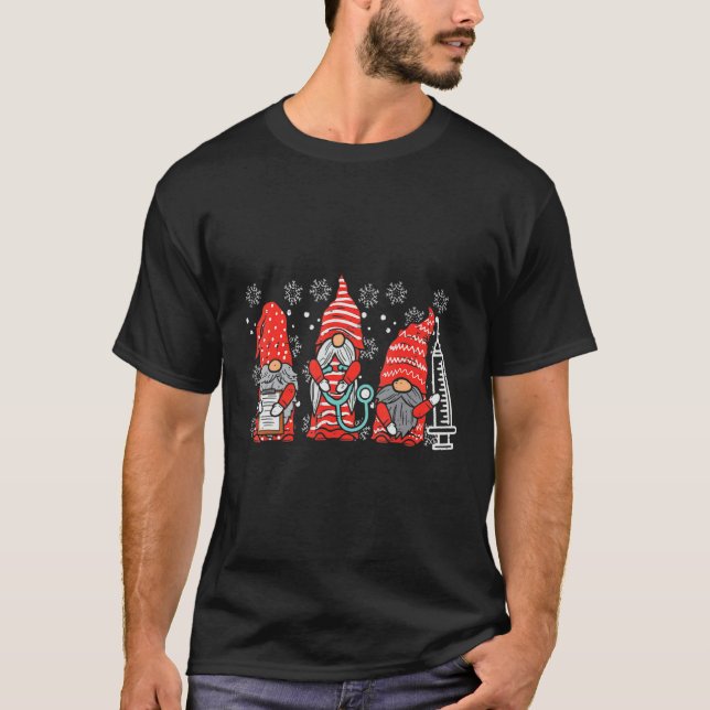 T-shirt Nurse Christmas Gnomes Cute Xmas Scrub Top For Nur (Devant)