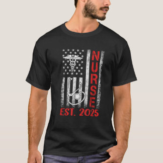 T-shirt Nurse Est 2025 Patriotic Nursing School RN USA Fla