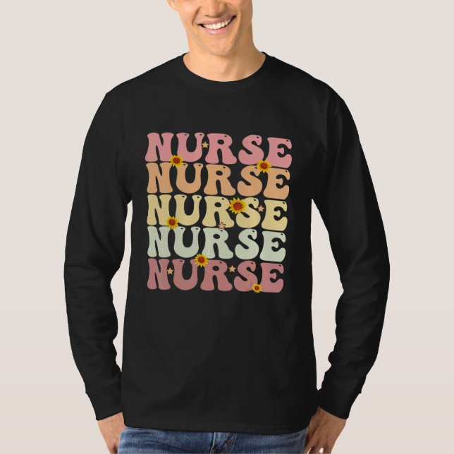 T-shirt Nurse Groovy Retro Hippie 2 (Devant)