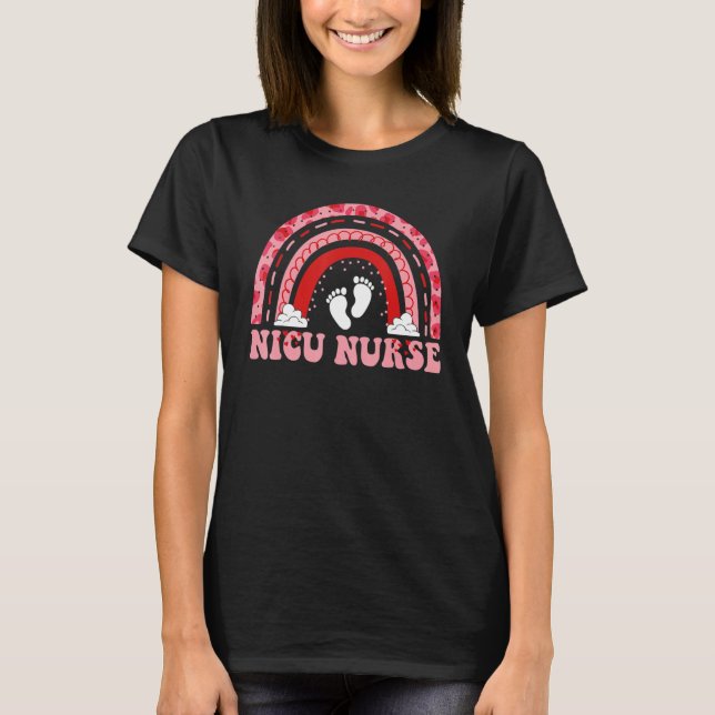 T-shirt Nurse Leopard Rainbow  NICU Nurse Valentines Day h (Devant)
