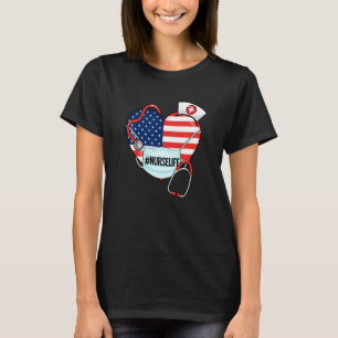 T-shirt Nurse Life American Heart Drapeau visage Masque St