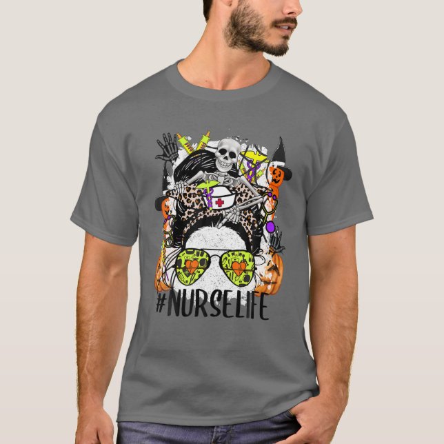 T-shirt Nurse Life Éffrayant Messy Halloween Infirmière Éf (Devant)