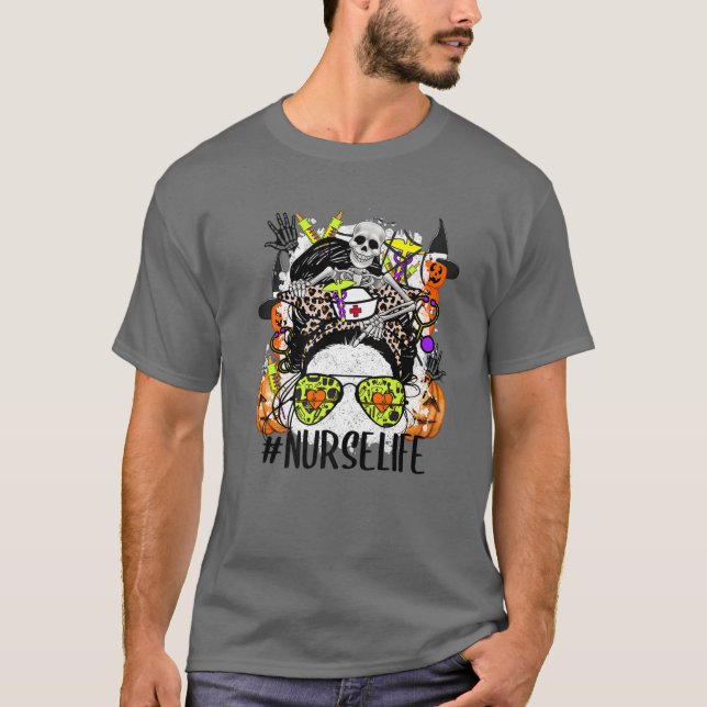 T-shirt Nurse Life Éffrayant Messy Halloween Infirmière Éf (Devant)