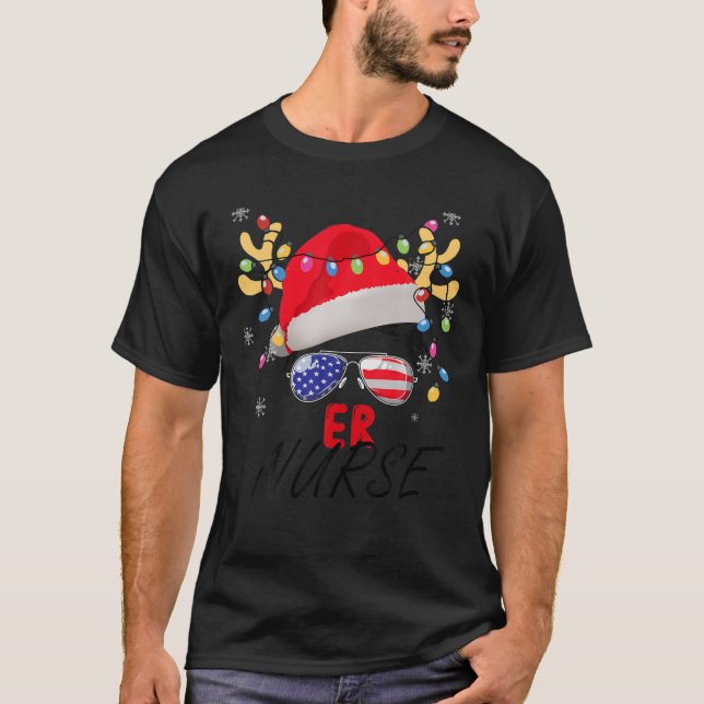 T-shirt NURSE Père Noël Messy Bun Noël de famille (Devant)