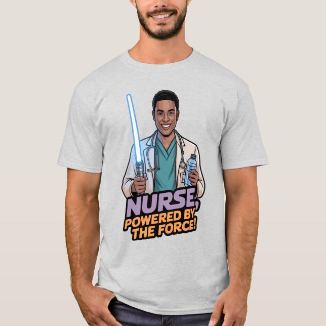 T-shirt Nurse Powered by the Force  (Devant)