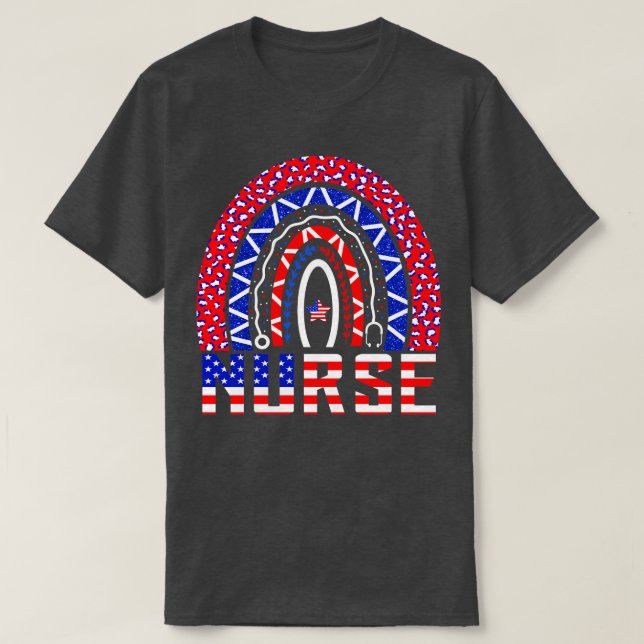 T-shirt Nurse Stethoscope Rainbow Memorial Day 4 juillet (Design devant)