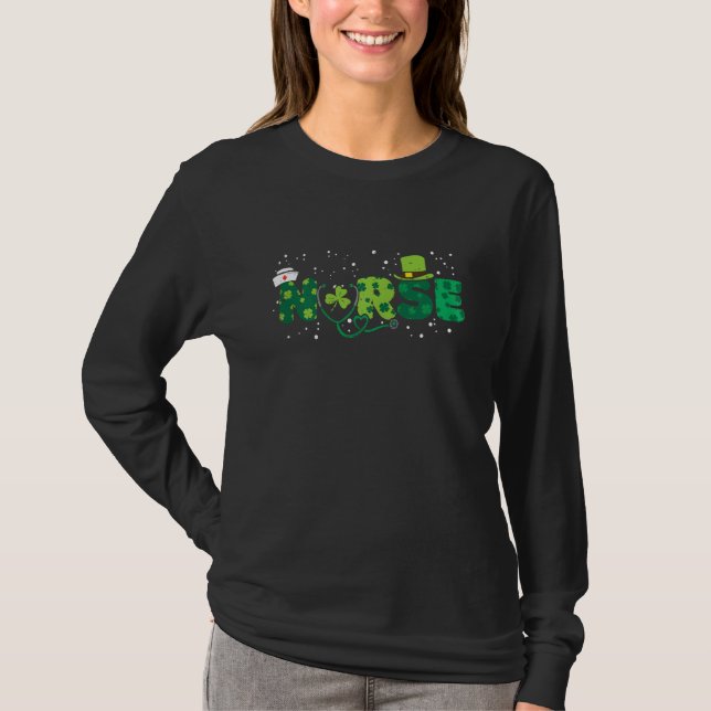 T-shirt Nurse Stethoscope Scrub St Patricks Day Nurses Wom (Devant)