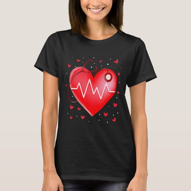 T-shirt Nurse Valentines Day Heart Stethoscope 2  (Devant)