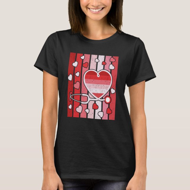T-shirt Nurse Valentines Day Heart Stethoscope Cute Love N (Devant)