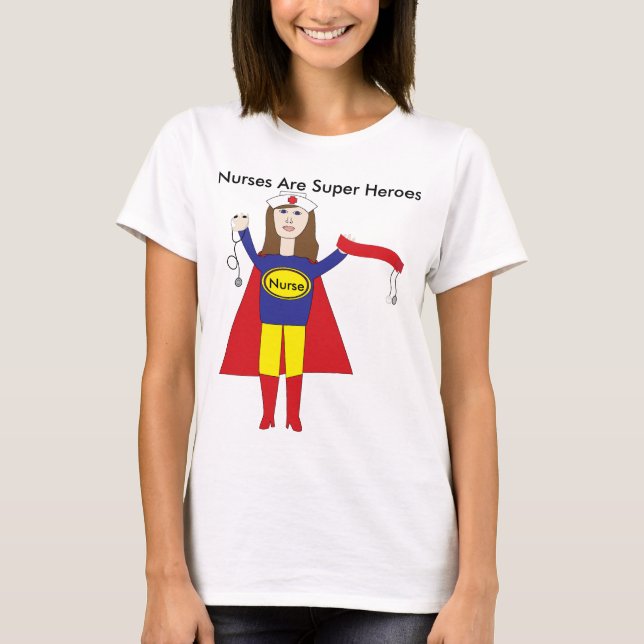 T-shirt Nurses Super Heroes (Brunette) (Devant)