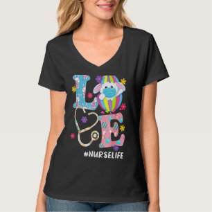 T-shirt Nursing Stéthoscope Scrub Life Nurse Bunny Easter