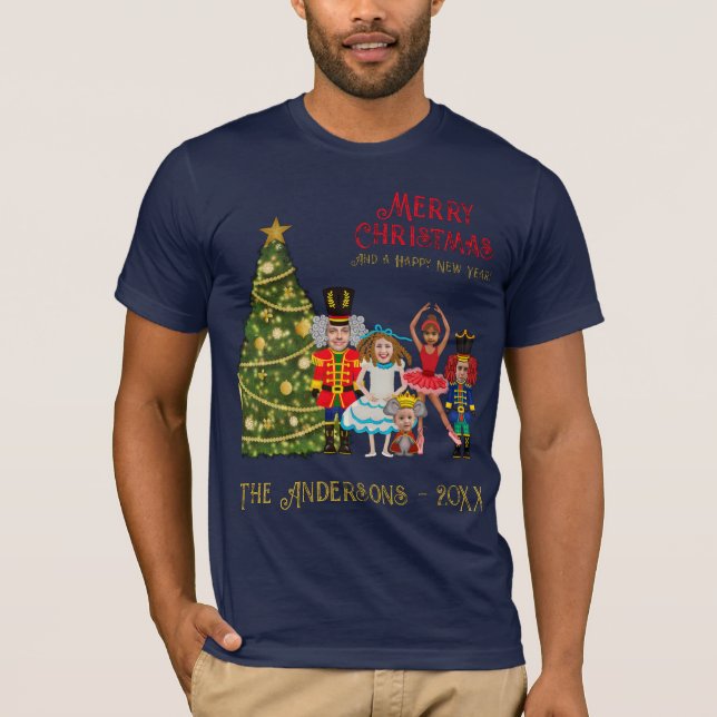 T-shirt Nutcracker Famille de cinq amusants Noël (Devant)
