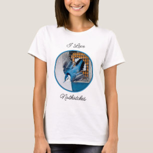 T-shirt Nuthatch à poitrine blanche en neige - Photo origi