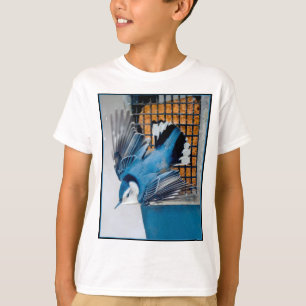 T-shirt Nuthatch à poitrine blanche en neige - Photo origi