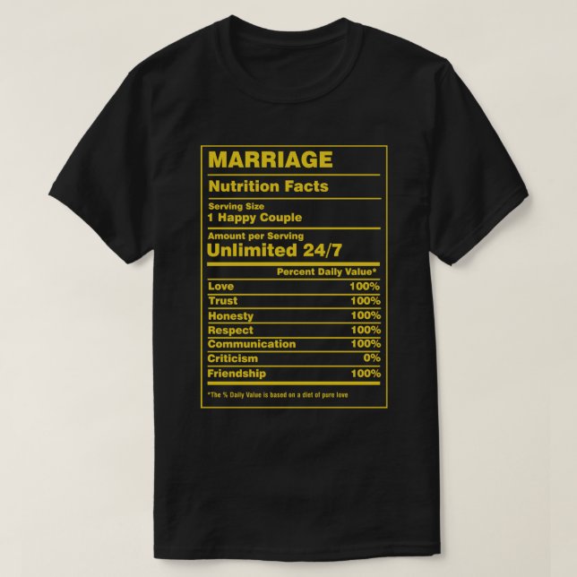 T-shirt Nutrition Faits Mariage (Design devant)