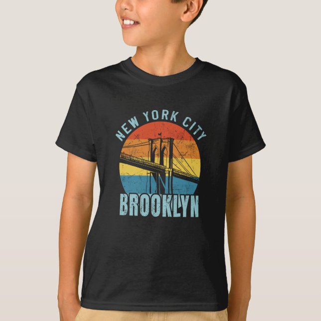 T-shirt NYC Brooklyn Bridge Retro (Devant)