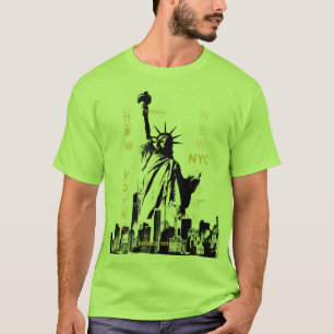 T-shirt Nyc Manhattan Liberty Statue Mens Lime Green