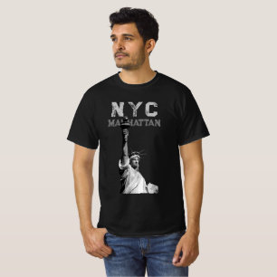 T-shirt Nyc Manhattan Liberty Statue Mens Moderne
