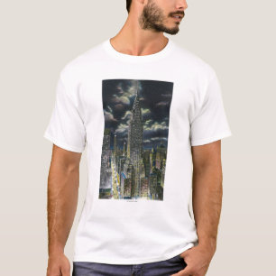 T-shirt NYC, nouveau bâtiment de YorkChrysler la nuit # 1