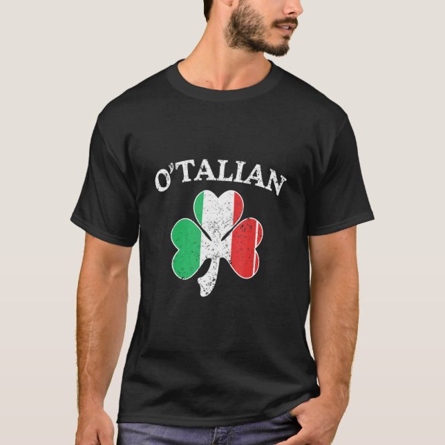 T-shirt O Talian Italien Shamrock irlandais Jour de la Sai (Devant)