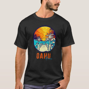 T-shirt Oahu Beach Sunset Correspondant Vacances Amis Fami