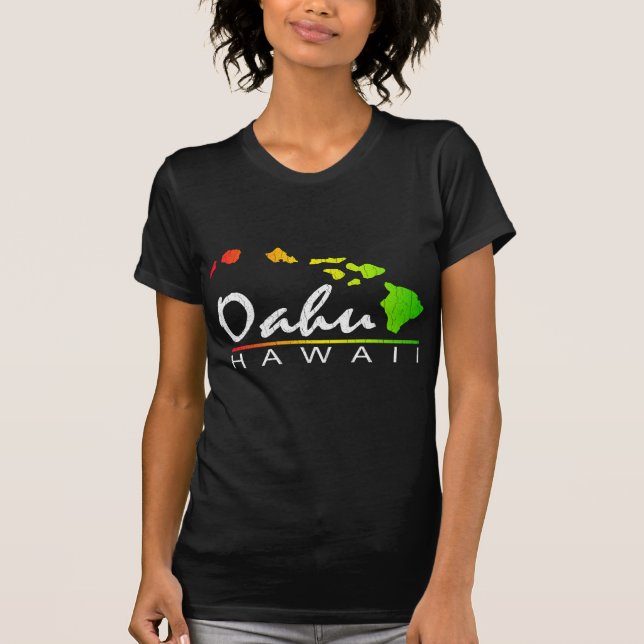T-shirt OAHU Hawaï (conception affligée) (Devant)