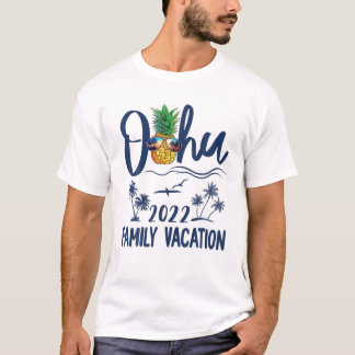 T-shirt Oahu Hawaii 2022 Hawaiian Pineapple Family Vacatio